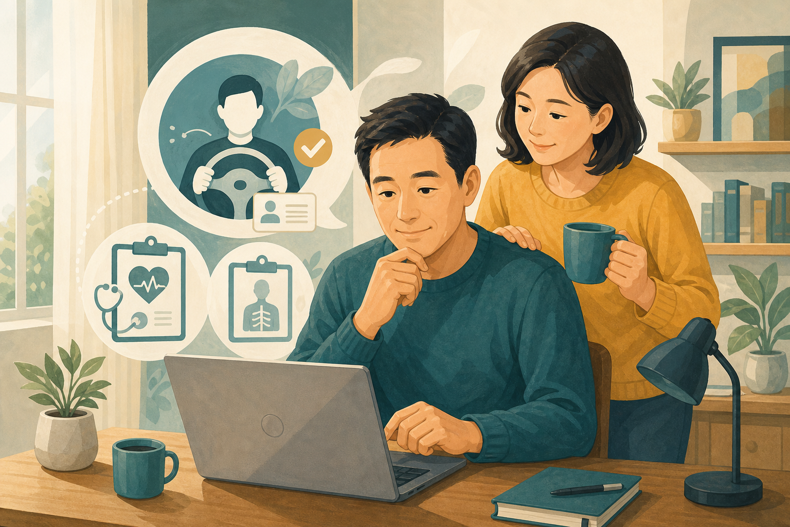 1종 보통 운전면허 적성검사 신체검사 수수료 감면 신청 안내 관련 일러스트