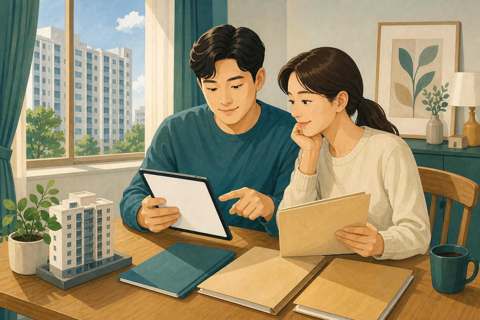 공유형모기지 융자, 자격·주택 조건·방문 신청 준비 안내 관련 일러스트