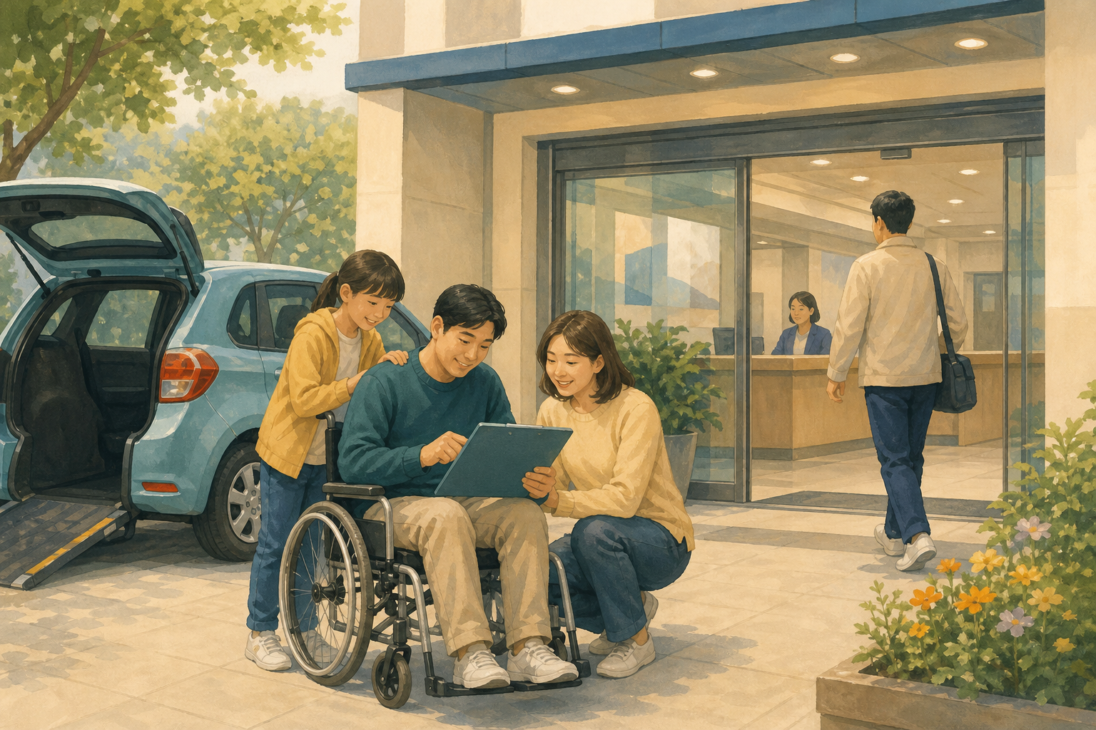 장애인 차량 취득세·자동차세 감면 대상과 방문 신청 안내 관련 일러스트